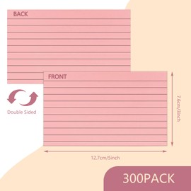 Colored Index Cards 3 x 5 Inch, 300 Count Ruled Index Cards, Flash Cards for Studying, Lined Note Cards for Office, Home and School