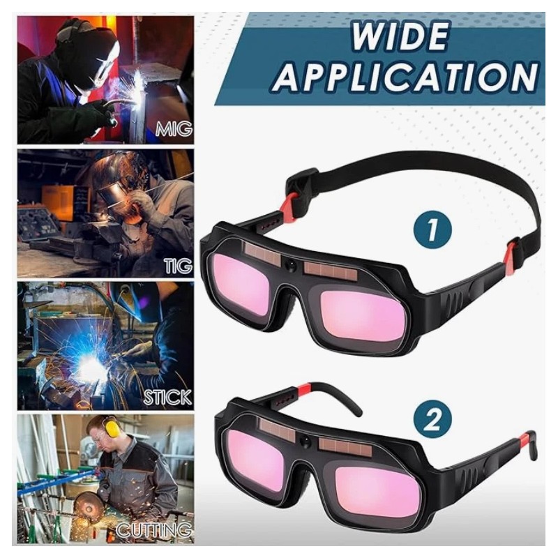 Tellegloww Solar Auto-Darkening Welding Glasses Set w Replacement Lenses for