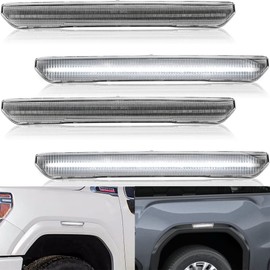 NJSBYL LED Side Marker Lights Assembly for 2020 2021 2022 2023 2024 2025 GMC Sierra 2500HD 3500HD 23-25 Canyon Front Rear White LED Sidemarker Turn Signal Light Side Fender Lamps OEM 84185031 84806032