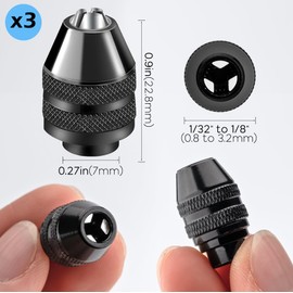 Famgee 3 Pcs Quick Change Keyless Chuck 1/32" to 1/8" Replacement 4486 Compatible with Dremel Rotary tool 395 3000 3100 4000 4300 7300 7700 8200 8250 Multipro