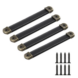 SYDARSYN Pack of 4 Leather Handles, Furniture Handles, Antique Cupboard Handle, Door Handle, Handmade Leather Drawer Handle, Chest of Drawers, Cabinet Knobs, Furniture Kitchen Pulls Knobs, 128 mm