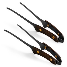 Ziyue Camping Tongs Yakiniku Tongs 304 Stainless Steel Barbecue Tongs BBQ Freestanding Wooden Handle Outdoor Yakiniku Frying Tongs Fire Tongs Lightweight Heat Resistant Outdoor Utensils with Storage