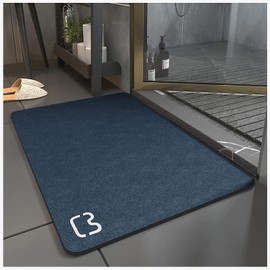 Absorbent Bath Mat, Non-Slip Microfibre Bath Mat, Shower Mat, Non-Slip, Quick Drying, Rug for Living Room, Kitchen and Toilet, Machine Washable (Dark Blue, 40 x 60 cm)