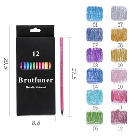 Valicaer 12 Metallic Colouring Pencils, Colouring Pencils for Adults Colouring Pencils Set for Children Glitter Pencils School Wooden Pencil for Kids Artists Drawing Coloring Books Sketching