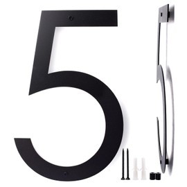 SKLK-SEL 10 Inch Floating House Numbers, Address Numbers for Outside, Metal Black Large Modern House Numbers, Door Numbers for Mount Aluminum Black Number 5