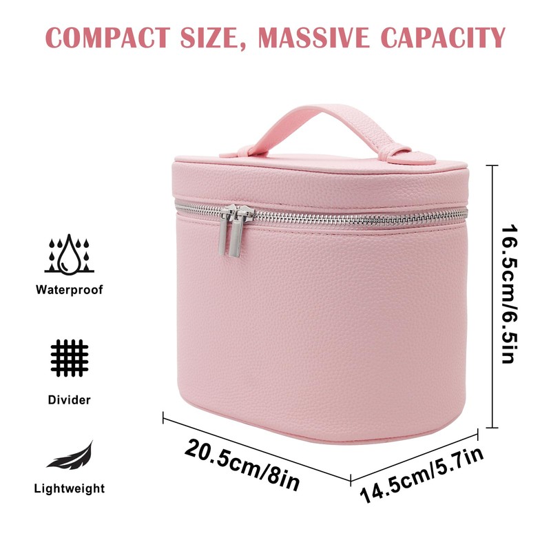 KJMYYXGS Leather Makeup Bag with Dividers Make Up Organizers with