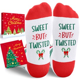 HAPPYPOP Christmas Gifts Stocking Socks - Secret Santa Socks Christmas Stocking Stuffers, Xmas Candy Gifts with Greeting Card