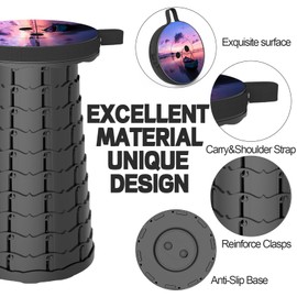 LOCYOP Upgraded Folding Stool,Portable Telescopic Stool with Rotating Cushion,Portable Collapsible Stool with Carry Bag&Carabiner,More Sturdy Capacity 440Ib,for Garden Hiking BBQ