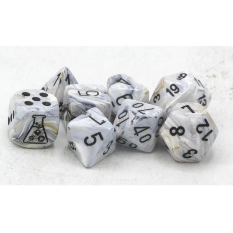 Chessex Lab Dice 8 CHX 30067 Marble Calcite/Black (Polyhedral 7-Die
