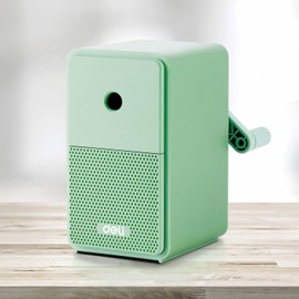 Deli Manual Pencil Sharpener, Auto-in Hand Crank Pencil Sharpener with Adjustable Point for Pencils and Colored Pencils, Pencil Sharpener for Kids, Students, Classroom, Home and Office, Green