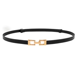 EOAMGO Women's Leather Belts, Adjustable Black Belts for Women Skinny Belts Vintage Belt Waist Belt Women With Metal Buckle，Thin Belts for Women Ladies Belts for Dresses, Jeans, Suit Coat