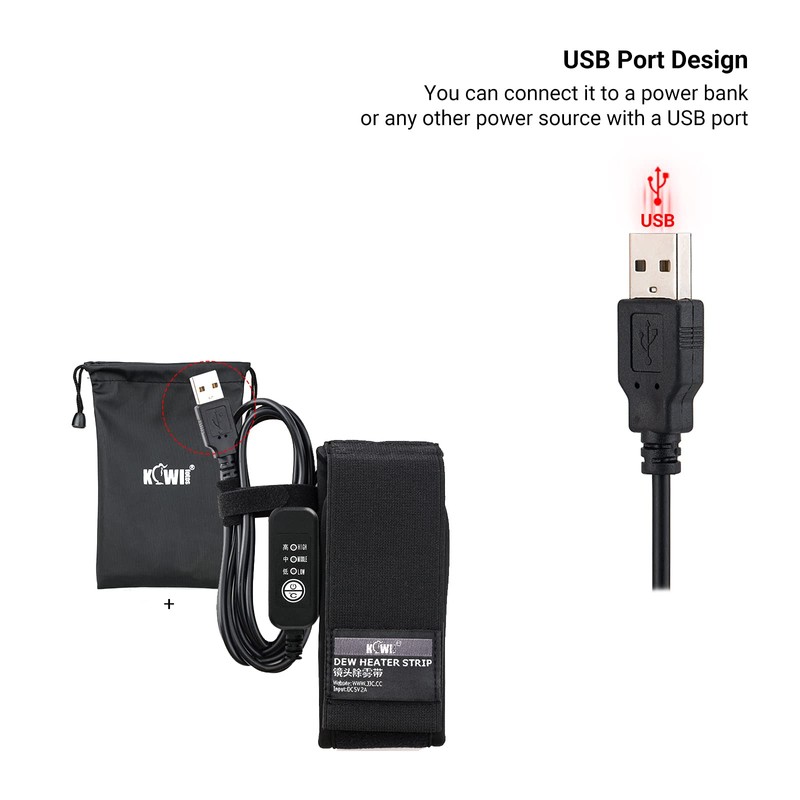 USB Lens Dew Heater, Lens Warmer Strip with Temperature Regulator