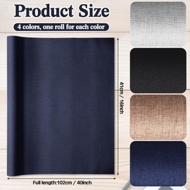 SmoothNovelty 4 Pcs Book Cloth Bookcover Fabric Surface with Paper Backed Binding Cloth Fabric Book Cover for Scrapbooking Album DIY Craft Supplies Home, 4 Colors(Classic Color,40 x 16 Inches)