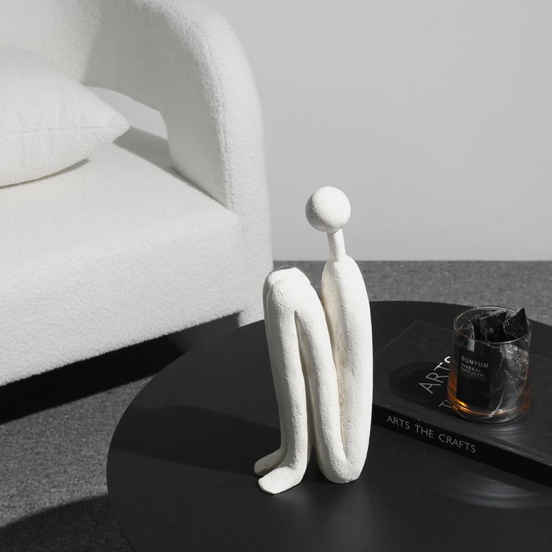 Decorative Bookends for Shelves，Bookends for Heavy Books Resinous Thinker Statue,Book