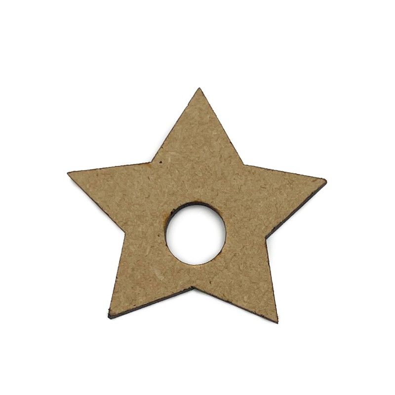 Cuentas Estrella Madera Makrama 4cm 20pz