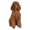 HiLine Gift Ltd. Poodle Sitting Statue Brown White 15.5" x