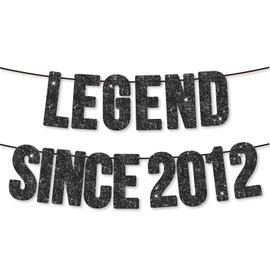 Banner Legend Since 2012 para decoración de fiesta de cumpleaños número 13, pancarta de fiesta de cumpleaños para niños y niñas, hecha a mano, color negro