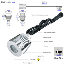 CNBRIGHTER LED In-Ground Well Light,3W,12V-24V DC, IP67 Waterproof Aluminum Buried Underground Lamps,Outdoor Landscape Lighting,Warm White 3000K (watts, 3)