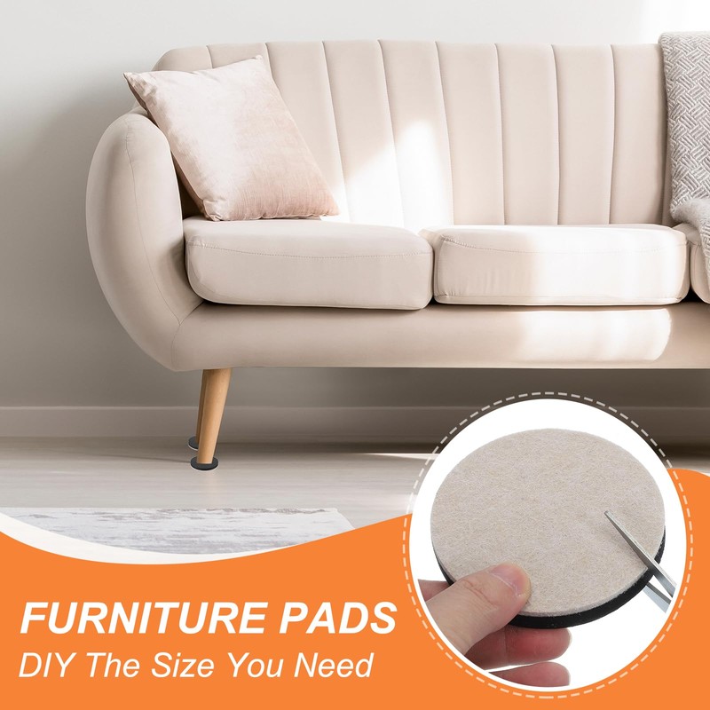 PATIKIL 5 Inch Felt Furniture Sliders, 8 Pcs Round Furniture