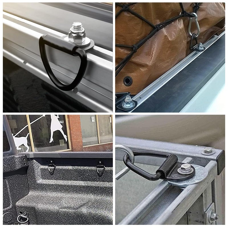 6 Sets Truck Bed Rail Bolts Nuts Cargo D-Rings Tie