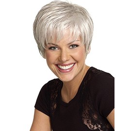 Renew Wig Color 511C Sugared Charcoal - Gabor Wigs Short Classic Boy Cut Tapered Layering Personal Fit Capless Flexlite Synthetic Fiber Bundle with MaxWigs Hairloss Booklet