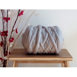 Light Grey* 100% Merino Wool Giant Yarn Extreme Arm Knitting Felting Wool Tops Roving Bulky 50g - 4kg (500g)