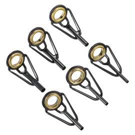 PATIKIL 1.2-2.2 mm Fishing Rod Tip Repair Kit 6 Pieces Stainless Steel Stake Ring Guide Replacement for Saltwater Freshwater Fishing Golden