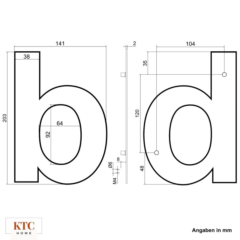 KTC-HOME - Premium House Number Anthracite Including Mounting Material -