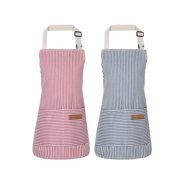 XLSXEXCL XLSXEXCL 2 Pack Stripes Kid's Apron with 2 Pockets,