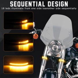 QUASCO Front Rear Motorcycle Led Turn Signals, Universal White Amber Fork Light Strip, Red Brake Tail Lights Compatible with Harley Cafe Racer Dual Sport Dirt Bike, Pack of 3
