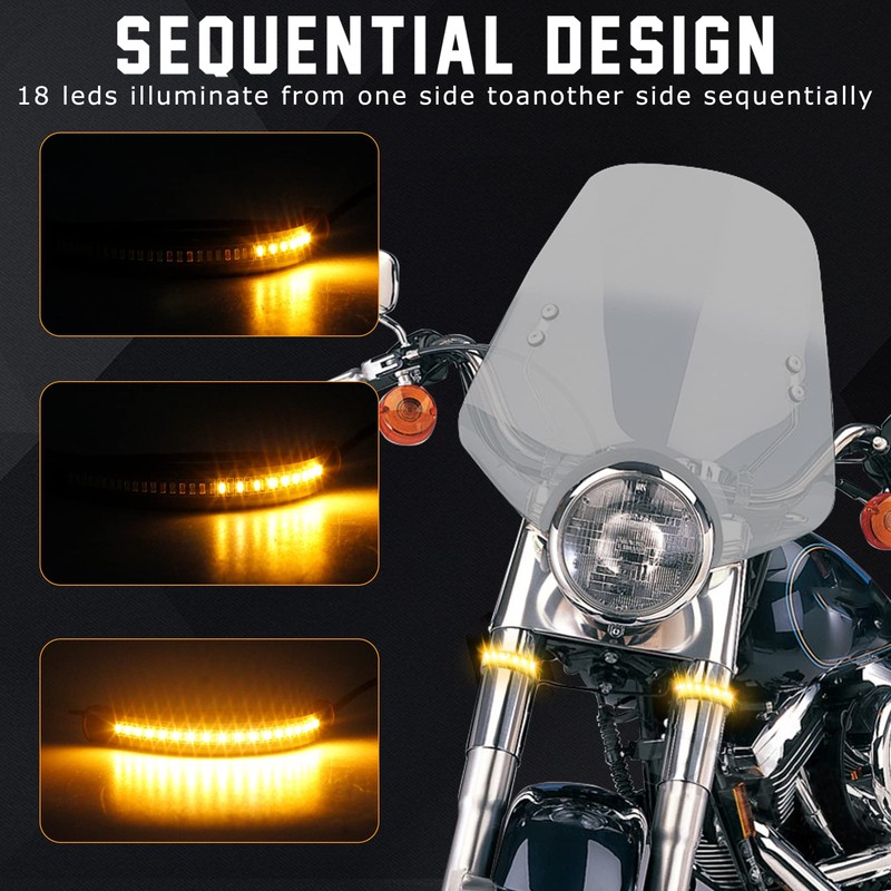 QUASCO Front Rear Motorcycle Led Turn Signals, Universal White Amber