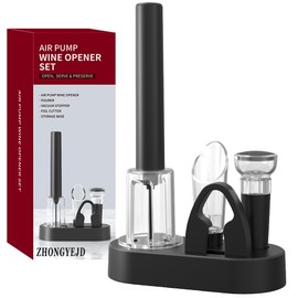 ZHONGYEJD Pneumatic Pump Bottle Opener Tin Foil Cutting Machine and Pneumatic Pump Bottle Opener, Vacuum Lock Freshness Stopper Anti Drip Pouring Device, with Base, Wine Enthusiasts and Wedding Gifts