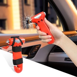 RGOAANC Car Safety Hammer, Car Window Breaker Tool, 3-in-1 Escape Tool with Window Breaker and Seat Belt Cutter, Car Essentials Emergency Escape Hammer Universal for Car Office Home (Orange)