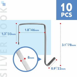 10 Pack Over The Door Hook, Sturdy Over Door Z-shaped Metal Hanger Heavy Duty Metal Hook Upgraded for Hanging, Towels, Clothes, Bags, Cubicle, Bathroom Use Fits 1 3/4 Inch Thick Doors (Silvery)