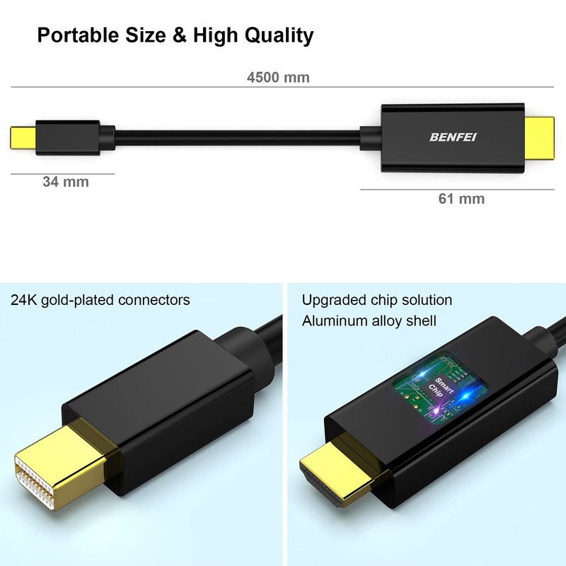 BENFEI Mini DisplayPort to HDMI Cable, Mini DP to HDMI