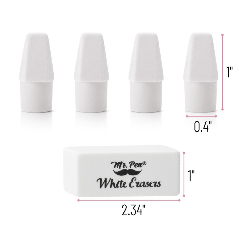 Mr. Pen- Pencil Erasers Set, 66 Pack, White, Latex-Free, No