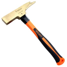 WEDO Non-Sparking Carpenter's Hammer,500g Framing Hammer with Fiberglass Handle,Aluminum Bronze Straight Rip Claw Hammer,Length 300mm,BAM&FM Certificate