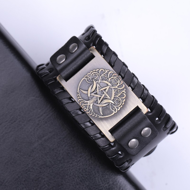 TEAMER - Silver Alloy Leather Bracelet Cuff Unisex Modern, Unit