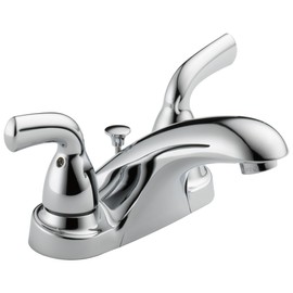 Delta Foundations Centerset Chrome Bathroom Faucet, 4 Inch 3 Hole Bathroom Sink Faucet for Vanity, Chrome B2510LF-PPU