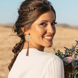 Boho Earrings for Women Leather Tassel Earrings Turquoise Dangle Earrings Western Boho Earrings Jewelry Gift for Girls