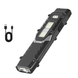 LUXJUMPER Rechargeable Flashlight Magnetic - 700 Lumens Flat Flashlights Rechargeable with Digital Display, Stainless Steel 8 Modes Pocket Flash Light for Car Repairing/Camping/Emergency