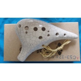 Paragon Ceramic Ocarina Milky White w. Crackles Alto C Key High temperature Kiln Treated good Hardness Endurability