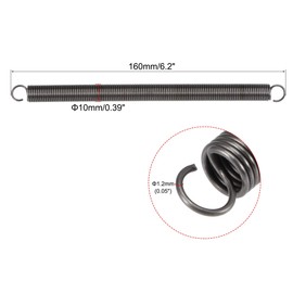 TA-VIGOR 2Pcs Extension Compressed Spring,1.2mm Wire Diameter, 10mm Outer Dia, 160mm Free Length Steel Dual Hook Tension Spring for DIY Repair, Mechanical Equipment, Industrial Use