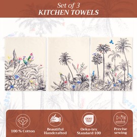 Maison d' Hermine Amarante 100% Cotton Set of 3 Multi-Purpose Kitchen Towel Soft Absorbent Dish Towels Tea Towels Bar Towels Spring/Summer (50cm x 70cm)