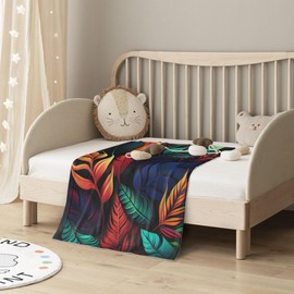 E-RIDES 76x100CM Small Flannel Blanket, Colorful Leaf Dance Blanket for Babies, Kids, Cat, Dog, Travel - Lightweight Blanket for Couch, Bed, Car, and Stroller, Idea Birthday Gift