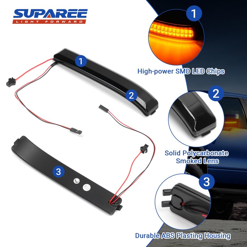 SUPAREE LED Switchback Side Mirror Turn Signal Lights Compatible for