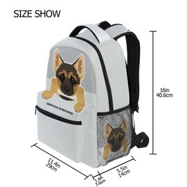 Pfrewn German Shepherd Dog Backpacks for Girls Boys Puppy Animals School Backpack Bookbags for Kids Students 16"