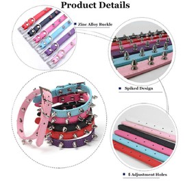 Suiecuor Leather Dog Collar with Spikes Bullet Nail Rivet Dog Collar Suitable for Small Medium and Large Dogs and Cats Black XS