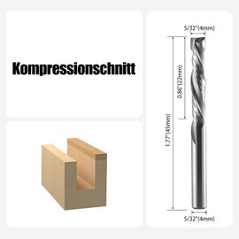 2-Edge Up & Down Cut Bit, 4mm Screw Stem, 22mm Cutting Length Compression Bit Spiral CNC Router Bits End Mill Carbide Router Bit Set for CNC Milling Machine Woodworking 5 Pack
