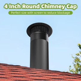 Cone Top Chimney Cap,4 Inch Round Roof Rain Chimney Cover,Wood Stove Pipe Rain Cap Fireplace Exhaust Roof Vent Cover Guard for Outside,Galvanized Steel Just Easy Push,Maximize Airflow Better Vent